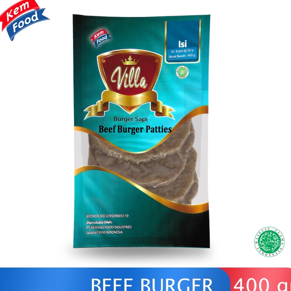 

[KODE PRODUK 9LDO84062] Villa Beef Burger Patties isi 8pcs - 400gr