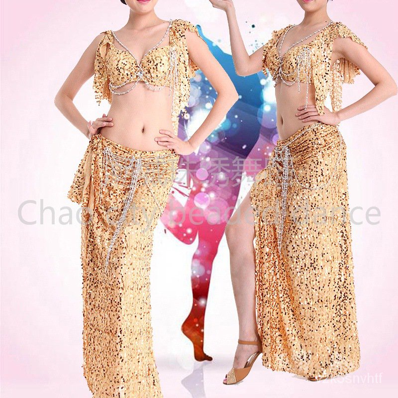 2023Belly Dance Performance Wear Sexy Stage Performance India Dance Costume Adult Sequined Practice 