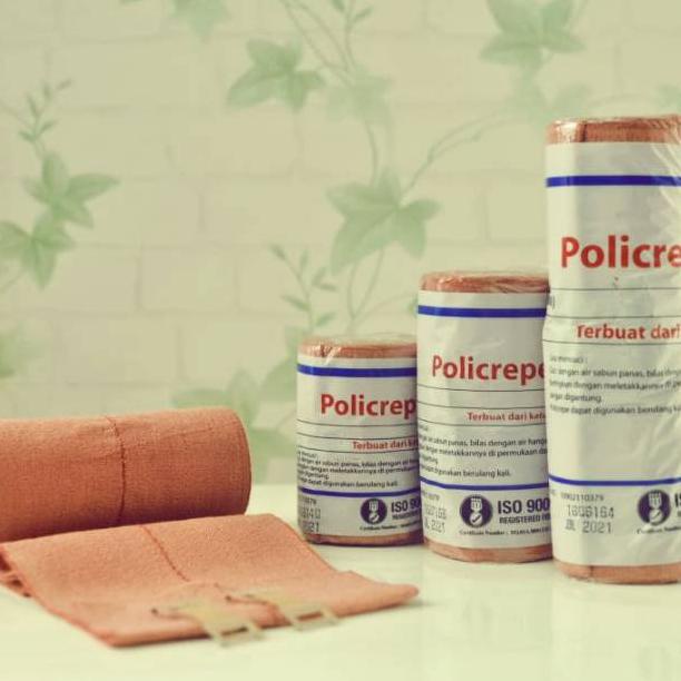 Ready Policrepe Poli Crepe Perban Coklat 3 In/Elastis Bandit 7.5 Cm Panjang 4.55 M Policrepe Perban 