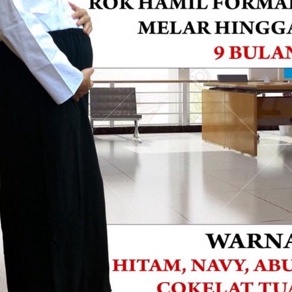 Laris➳ N9EDR Rok hamil panjang Wanita HITAM Rok kerja kantor formal ibu hamil cewek hamil BUMIL big 