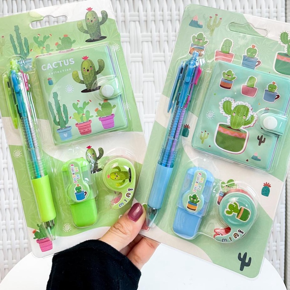 

[KODE PRODUK EE99F4344] SET ALAT TULIS MINI KAKTUS ISI 4 BUKU KECIL PULPEN HIGHLIGHTER MINI SOLATIP PAKET MURAH KADO UNIK SOUVENIR
