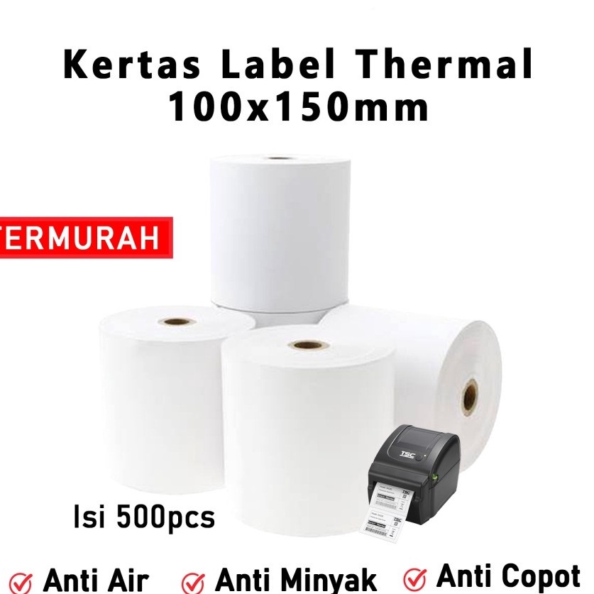 

12.12 sale NG Sticker Kertas Thermal / Thermal Label 100 x 150 mm A6 500 pcs murah