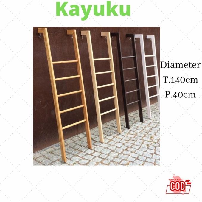 Rak tangga kayu / Rak mukena / Rak handuk / Rak sajada serbaguna