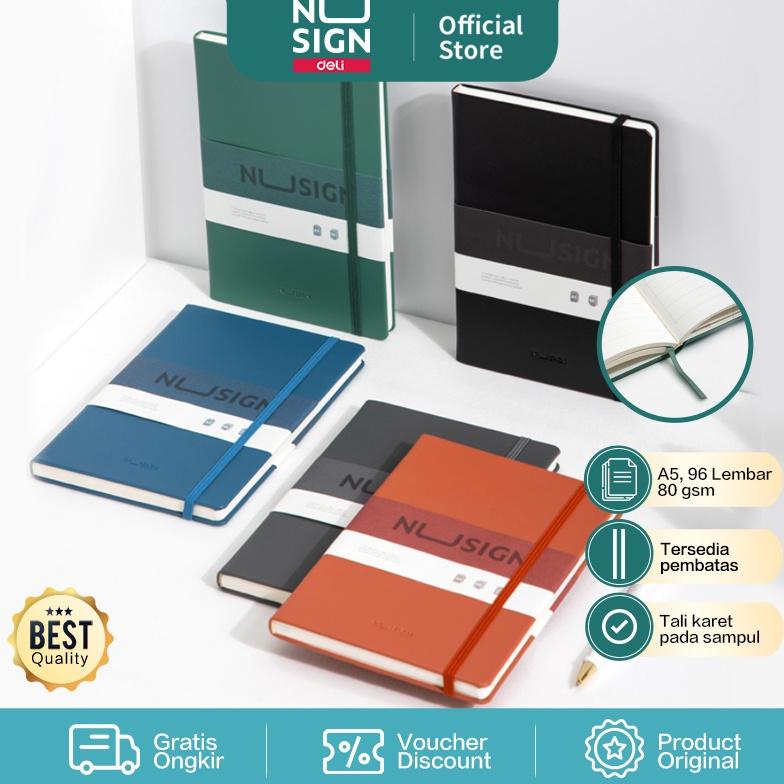 

Nusign Notebook / Notebook A5 96 Lembar Kertas 80gsm Material PU dengan Strap NS281