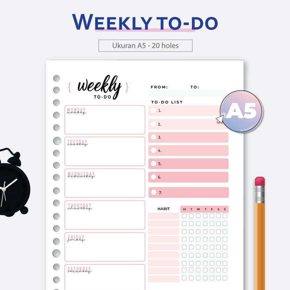 

Bukuqu Loose Leaf A5 - L233 Weekly To do Kertas Binder
