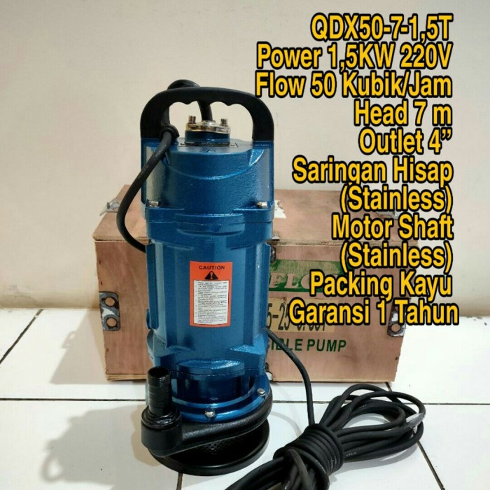 POMPA CELUP AIR LAUT ASIN HIFLOW QDX50-7-1,5T 1500W 2HP 4" (4INCH OUT)