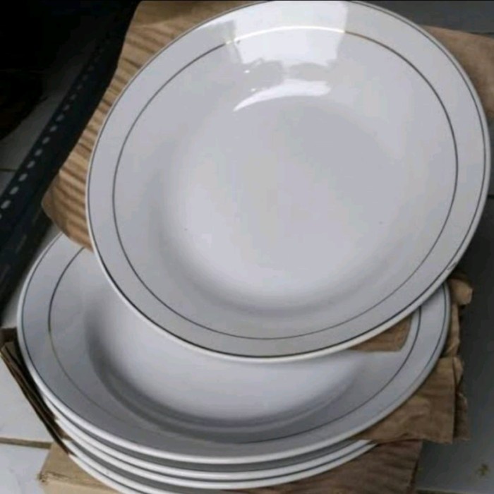 Bestseller Piring Makan Keramik List Emas 9 Inch (Harga 12Pcs)