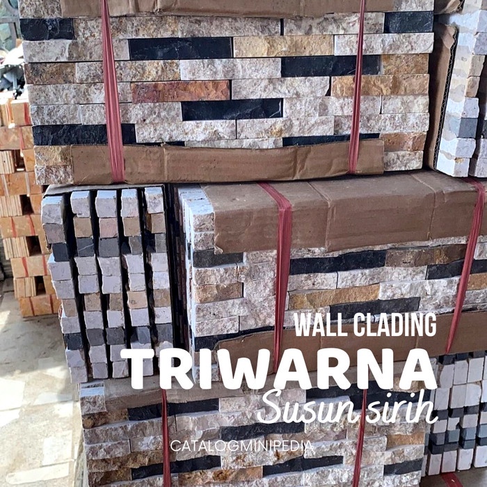 Batu alam Wall clading susun sirih tiga warna