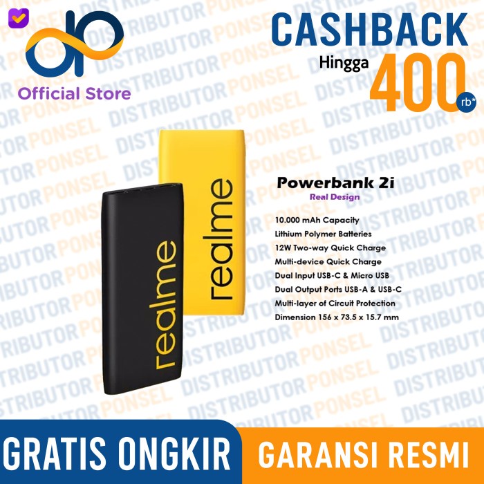 Terlaris Realme Powerbank Power Bank 2I 10000Mah Quick Charge Dual Output