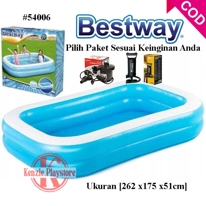 Terlaris Bestway 54006 Kolam Renang Anak Jumbo [262 X175 X51Cm] Bestway 54006