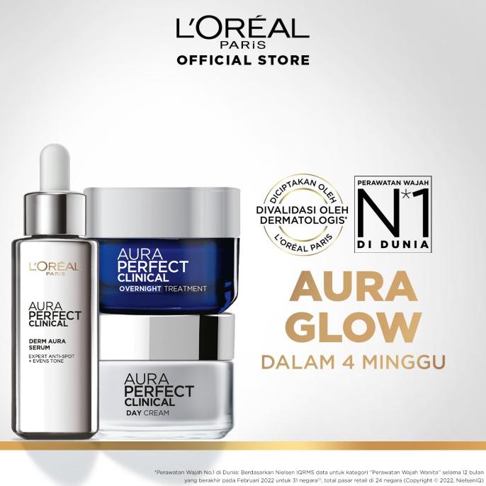 TERMURAH L'Oreal Paris Aura Perfect Clinical Whitening Serum+Day&Night Cream