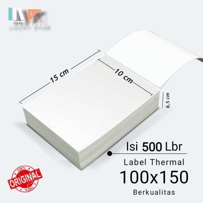 

Terlaris Kertas Thermal Label Lipat Direct Barcode 100X150Mm A6 Isi 500 Pcs