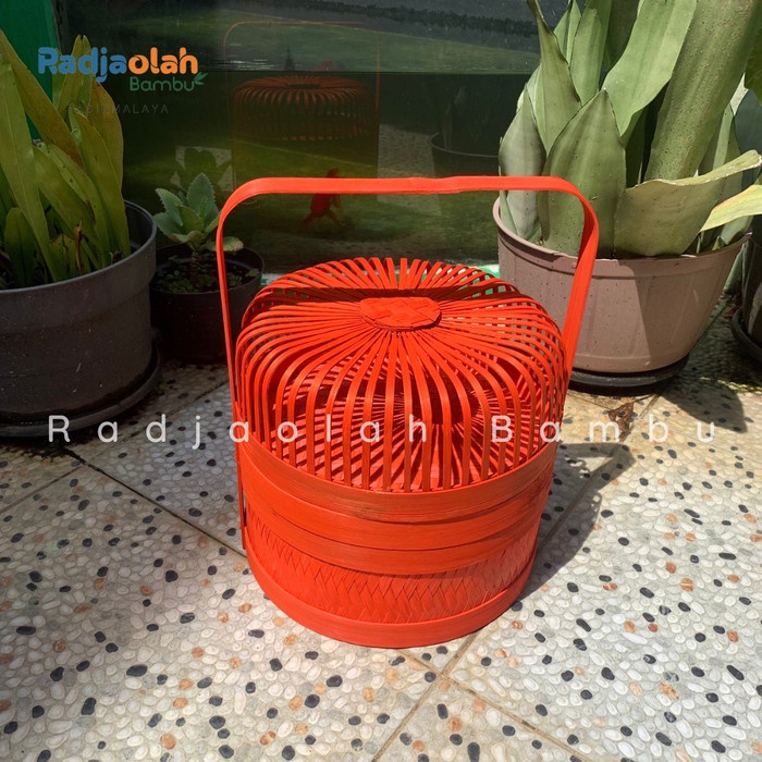 Best Seller Tenong bambu sangkar susun 2 anyaman kombinasi D20