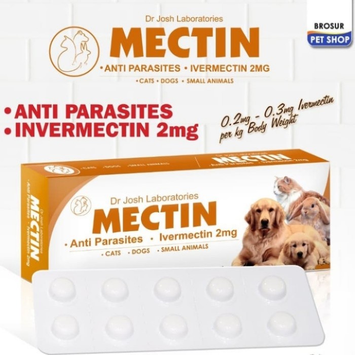 obat kutu anjing kucing kelinci mectin ( 10 tablet ) anti parasit