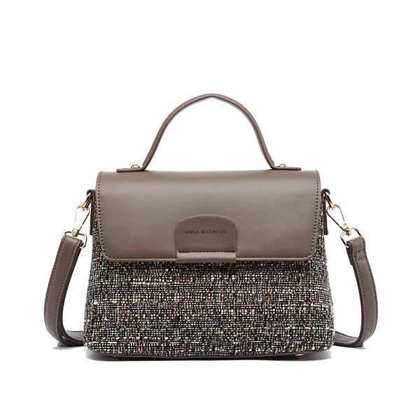 HANA Lucia Tweed Sling Bag HN047 - Dark Grey