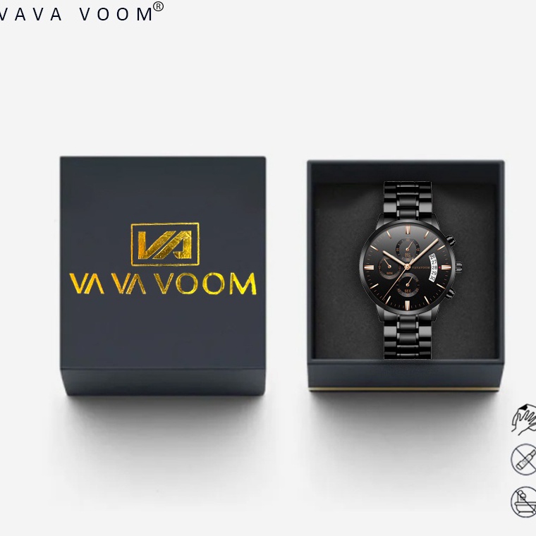 Terpercaya VAVAVOOM 214 Jam Tangan Pria Business Stainless Steel Analog Quartz Original Tahan Air Wa