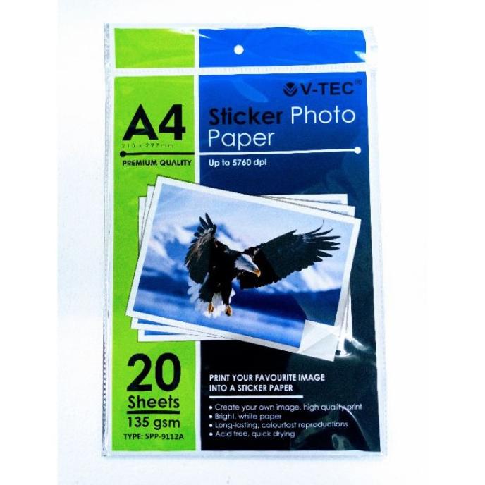 

GLOSSY PHOTO PAPER A4 135GRAM SPP-9112A V-TEC