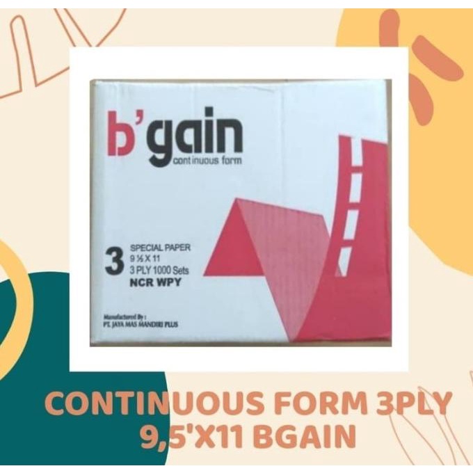 

KHUSUS GOSEND / KERTAS / CONTINUOUS FORM 3 PLY 9,5`X11 WPY BGAIN