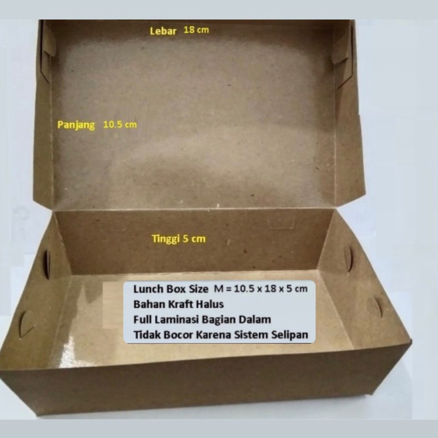 

Terbaru.. (100 Lembar) Paper Lunch Box M (18x11x5) - Dus Kraft Medium Full Laminasi Anti Air Dos Makan isi 100 Ongkir Hemat Cuma 1 Kg ENL