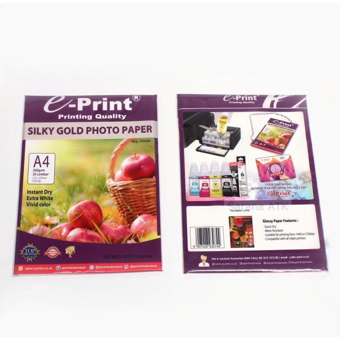 

Terlaris E - Print Silky Gold A4 260Gsm 20S [ Buah Apel Dikeranjang ] - Pack