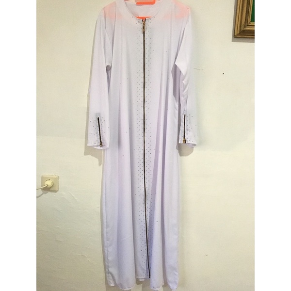 Dress Abaya Turkey Payet Putih White (Preloved)