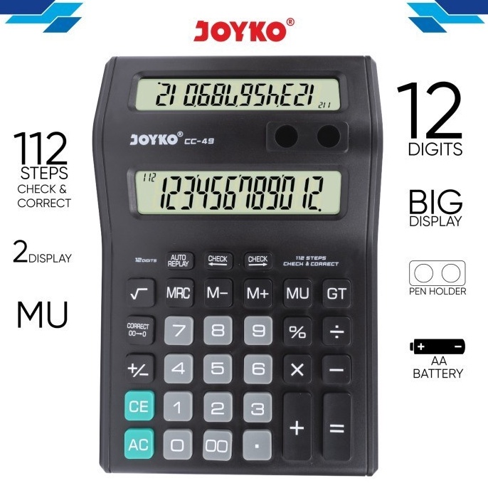 

Model Keren.. Calculator Kalkulator Joyko CC-49 12 Digits Dual Screen Double Layar 0TV