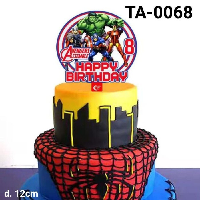 Terlaris Ta-0068 Cake Topper Akrilik Happy Birthday Avenger Superhero Hulk Thor