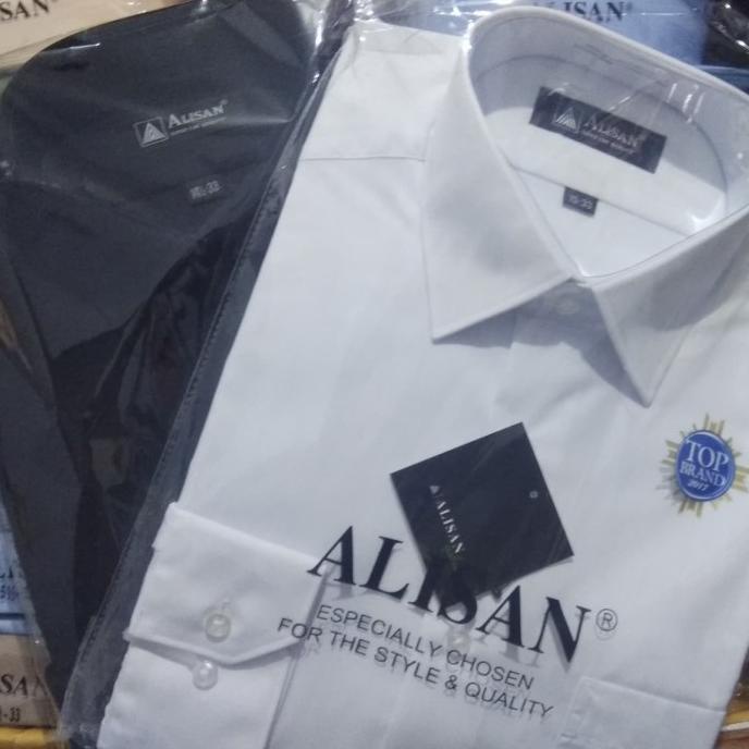 Kemeja Alisan Putih Polos Panjang / Kemeja Alisan Hitam Polos Panjang