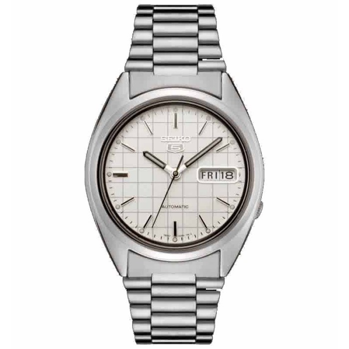 DISKON SPESIAL SEIKO 5 SNXF05K1 FULL SILVER WHITE TERMURAH