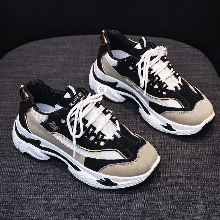 Terbaik [ HOBO ID ] SNEAKERS WANITA KOREA SEPATU OLAHRAGA WARNA COKLAT DAN HITAM CEWEK