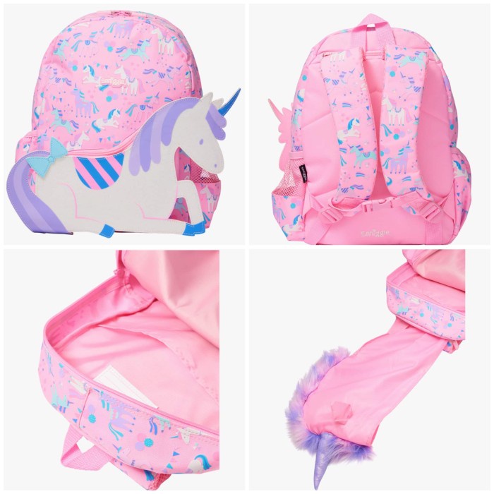 Smiggle Backpack Junior Hoodie Unicorn Ungu Tas Anak TK SD Original new