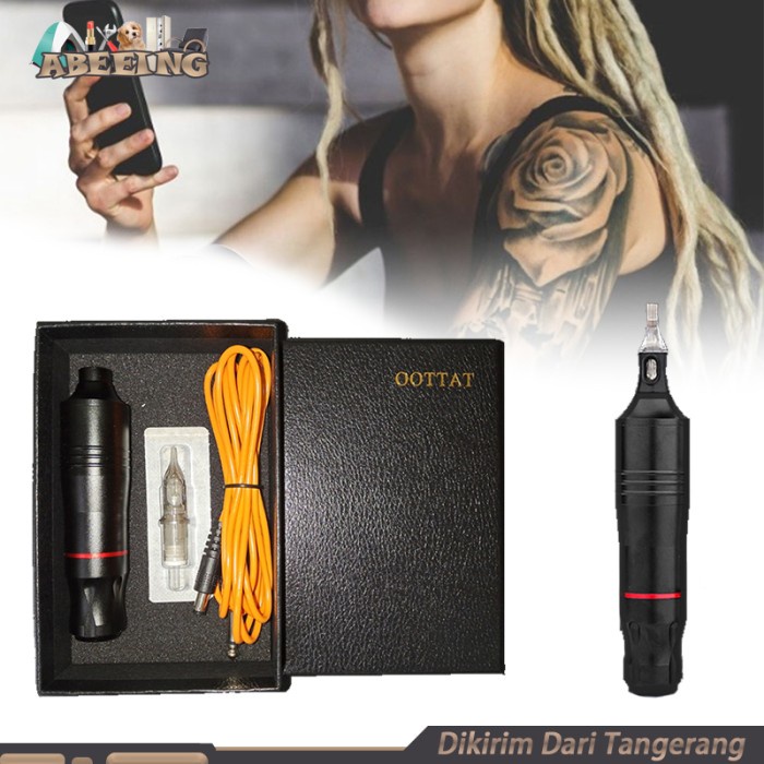 Terlaris Tato Kit Set Mesin Tattoo Pen Elektrik Hitam Rotary Tattoo Machine
