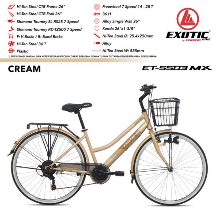 Terlaris Sepeda Keranjang Dewasa City Bike 26Inch Exotic 5503 Mx 7Speed Shimano