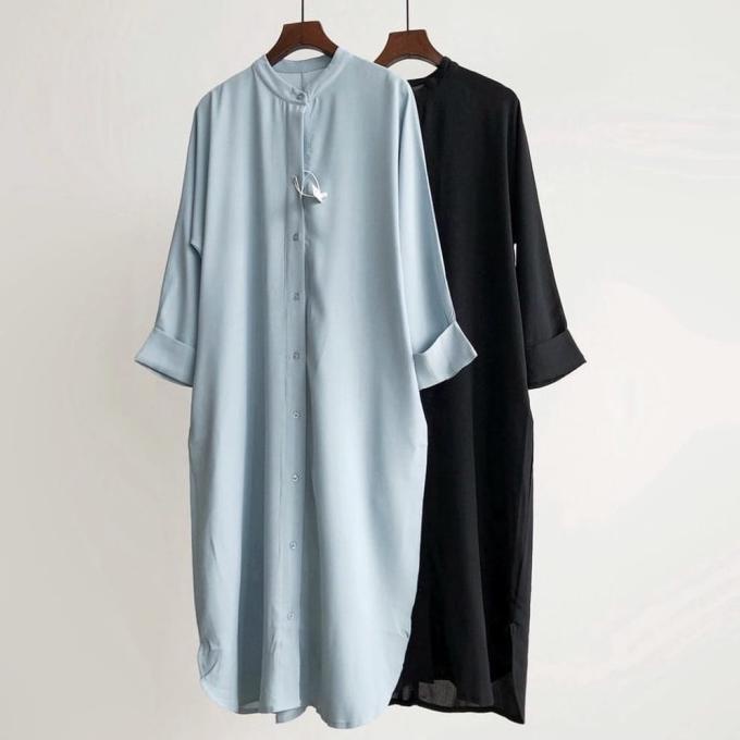 Blouse polos lengan panjang -Long tunik - Tunik hitam - Baju atasan