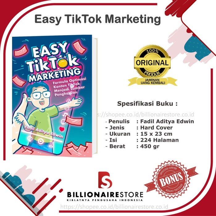 DISKON SPESIAL BUKU EASY TIKTOK MARKETING FADIL ADITYA EDWIN TIK TOK BILLIONAIRE TERMURAH
