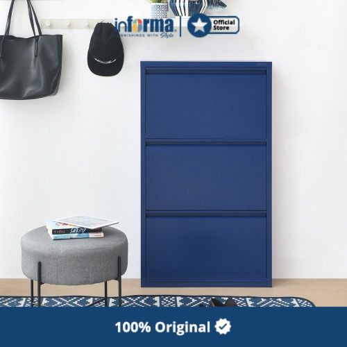 Informa - Lemari - Levi Kabinet Rak Sepatu 3 Tingkat - Biru -Sherlyashope