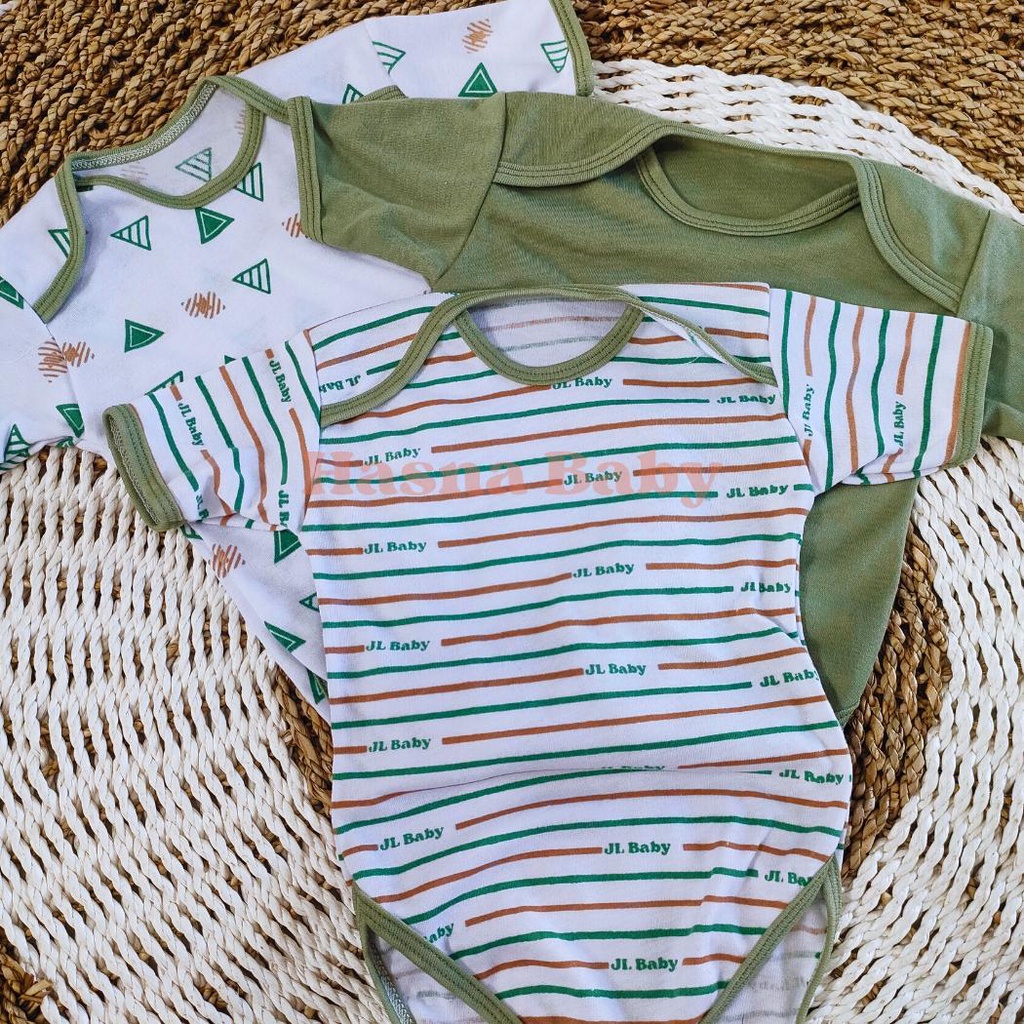 3 Pcs Jumper Bayi Baru Lahir/ Paket Jumpsuit Bayi / Paket Lahiran 3 Pcs Jumper Baby Gift Set Baby Newborn Seri Hijau Sage- Juragan Lebak