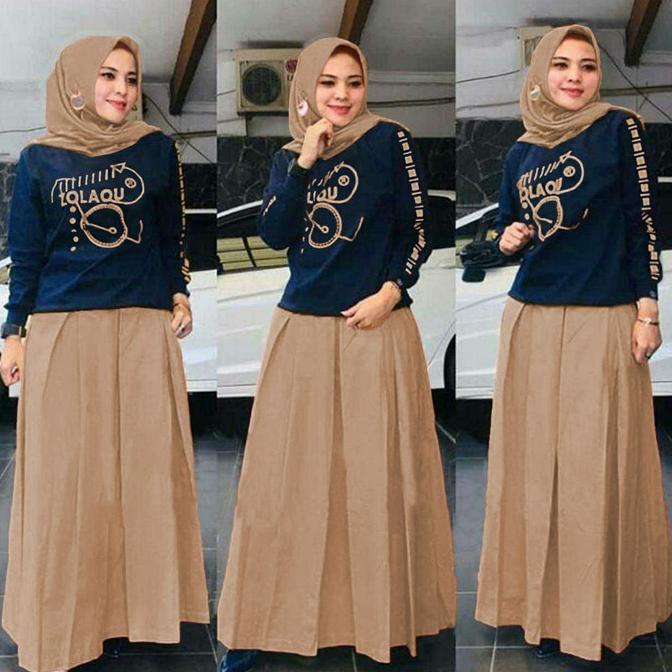 Set Rok Wanita Muslim Naomi/Set Wanita Rok Muslim Fashion/Setelan Rok