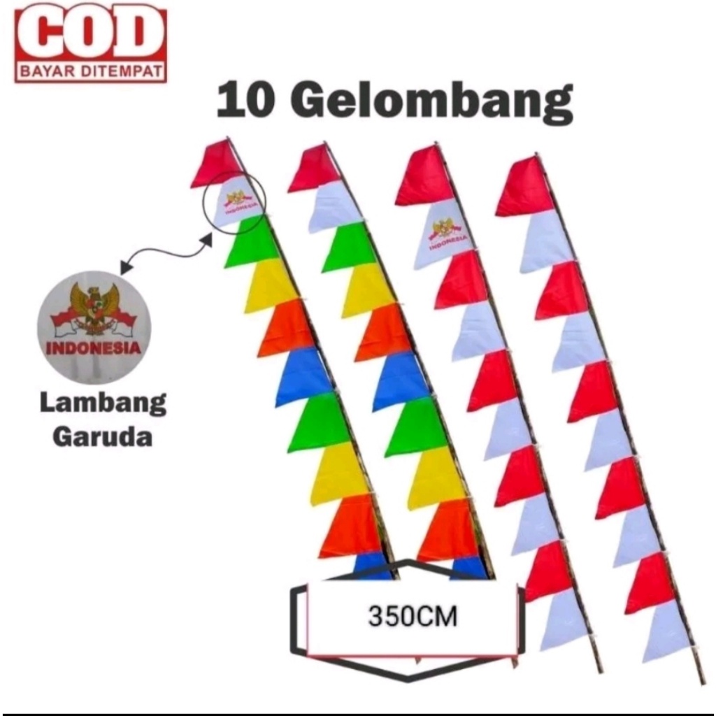 Promo kemerdekaan  Cuci gudang    Bendera Umbul Umbul 10 Titik Mata Warna Warni / Merah Putih