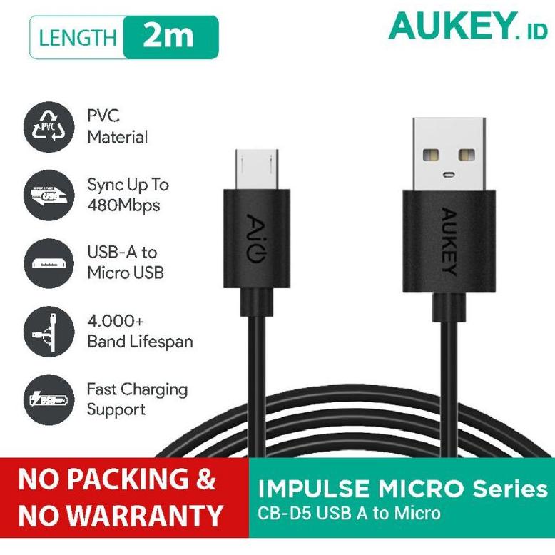 Diskon Aukey Micro Usb 2M / Kabel Data Charger Micro Usb 2M Aukey Original / Xiaomi Oppo Vivo Samsung Wxs