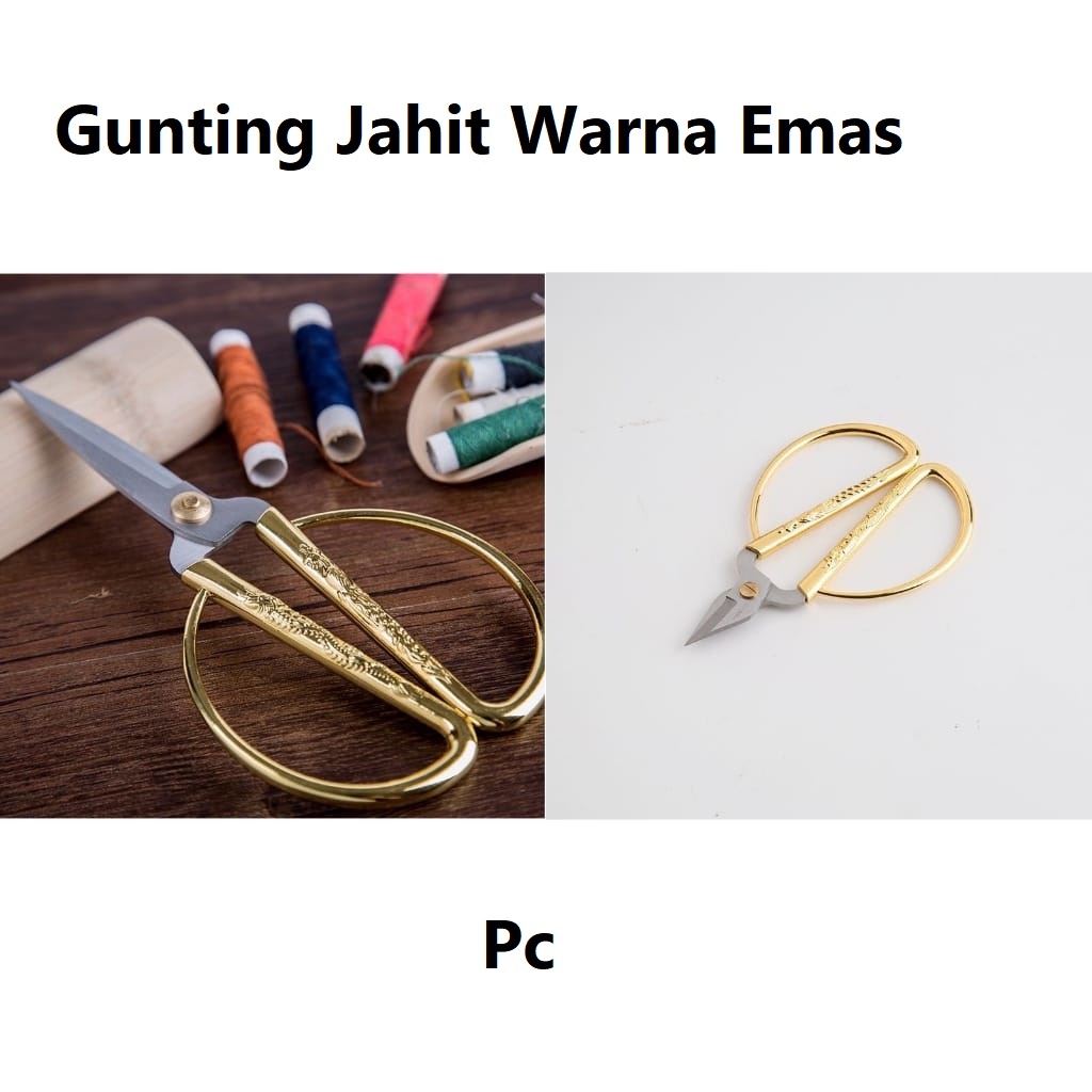 Gunting Serbaguna Gunting Jahit Bahan Stainless Stell Ukir Gold Tone Naga Harga/pc