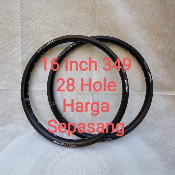 Terlaris Meijun Rims 16 Inch 349 Disc Brake Velg 16 Plus Rim Sepeda Lipat Hitam