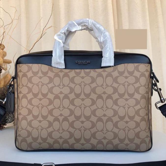 Coach Men Briefcase With Strap Monogram Branded Bag