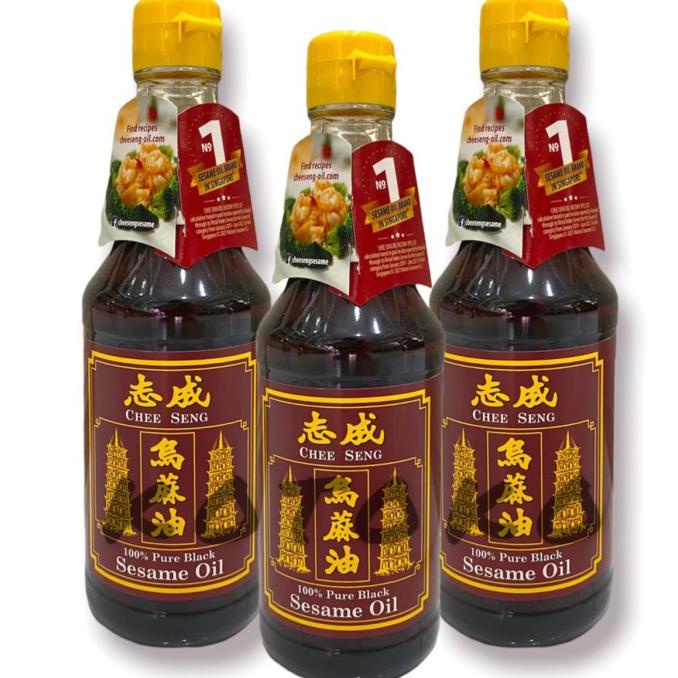 

Chee Seng Pure Black Sesame Oil / Minyak Wijen Hitam Pagoda 320ml