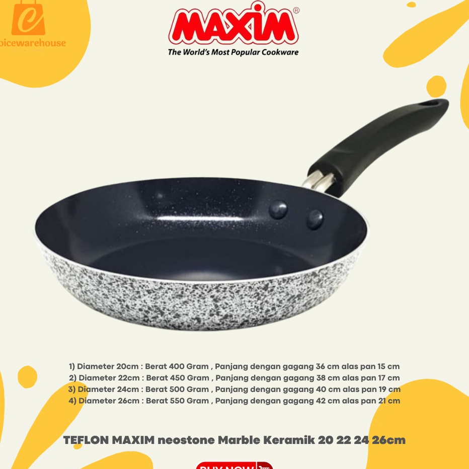 Terupdate TEFLON MAXIM FRYPAN ANTI LENGKET neostone Marble Keramik 20 22 24 26cm