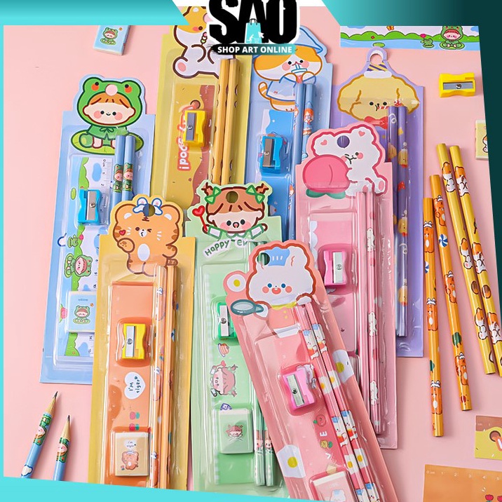 

↑Ready✦☍ YMAKJ SAO - S5692 Stationery Alat Tulis set 5in1 Karakter Kartun / Alat Tulis Set Mini Stationary Set Sekolah 5 in 1 / Paket Alat Tulis C79 Terbaru