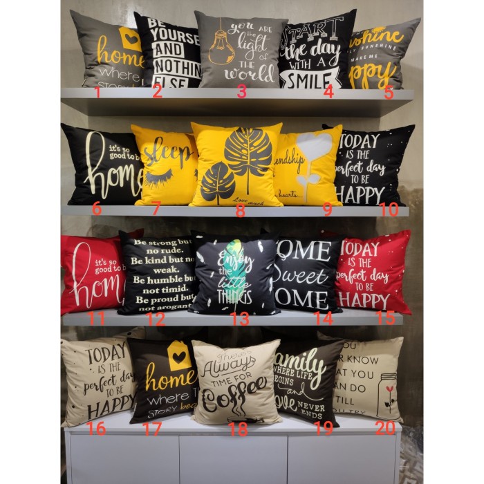 Bestseller Sarung Bantal Sofa 45*45 Motif Tulisan Mix 1 (1-10)