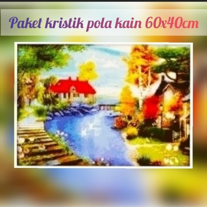 TERMURAH SALE paket kristik POLA KAIN pemandangan rumah taman pantai laut