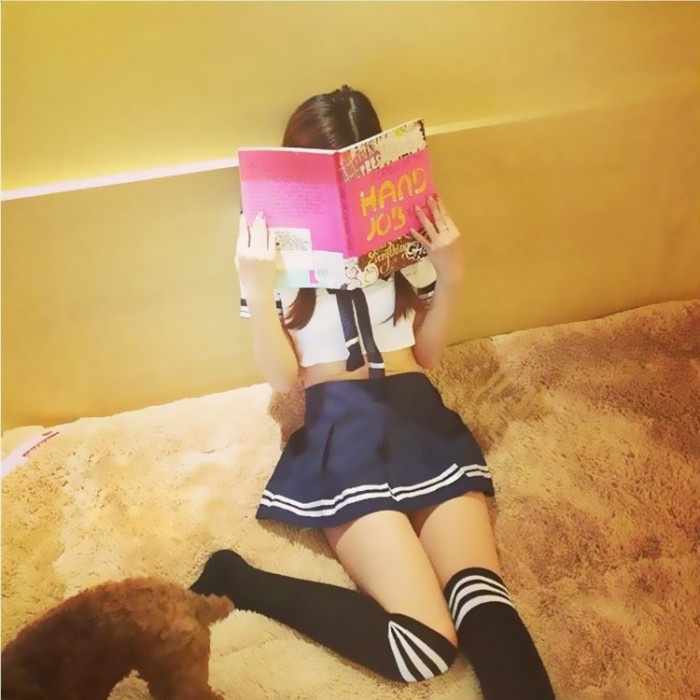 [Cosplay]Student Lingerie Student Uniform With Fishnet Terbaru