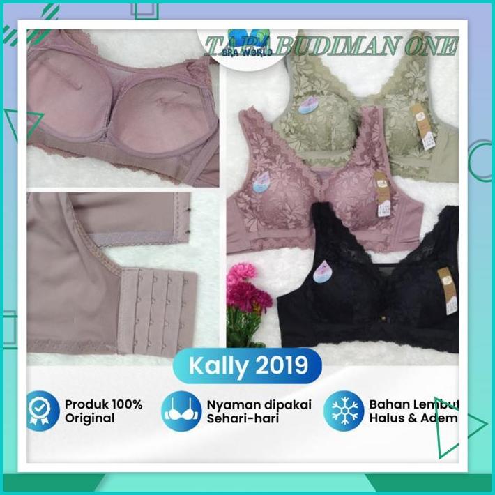 BRA BH RENDA PREMIUM KALLY 2019 PAKAIAN DALAM TANPA KAWAT BIG SIZE BUSA TIPIS KAIT 4 DALEMAN UNDERWE